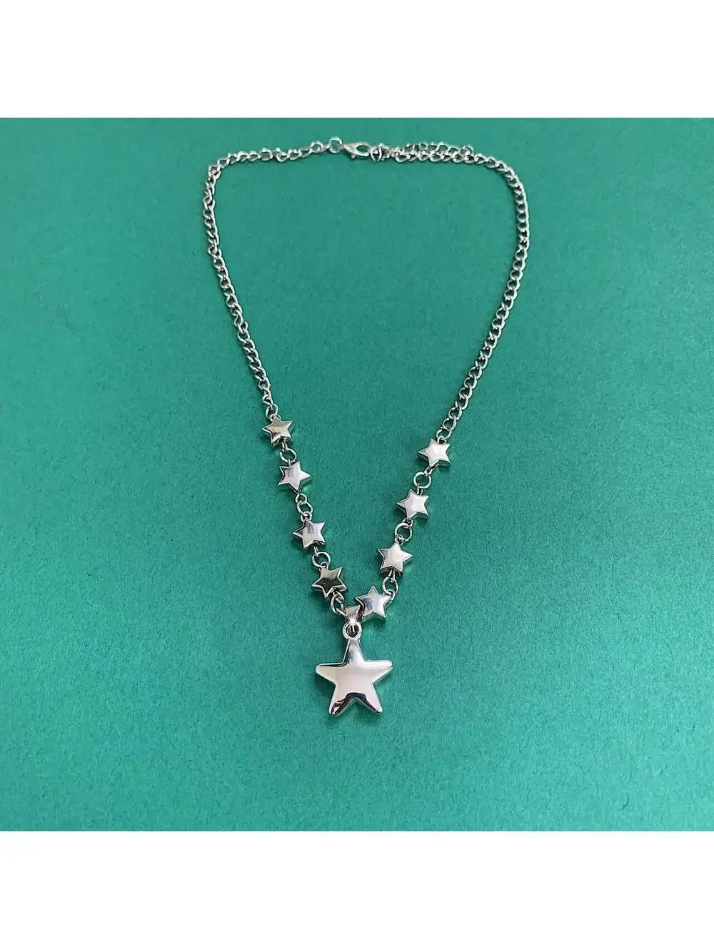 Vintage Y2K Silver Star Chain Necklace